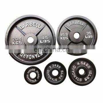 Black bumper plate barbell  gym exercise equipment cast iron weight lifting plates olympic weight plate set