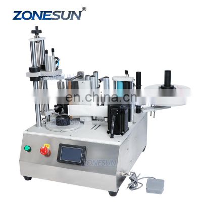 ZONESUN ZS-TB300W Hexagonal Jar Rotary Commercial Semi Automatic Sticker Labeling Machine For Square Cosmetics Glass Bottles