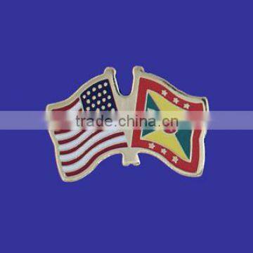 Custom design high quality cloisonne hard enamel filled USA Grenada World Flag Lapel Pin