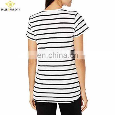 Good Quality Full Striped Women T Shirts Wholesale Summer Casual Wear Women T-shirt photo-3