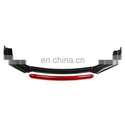 Honghang Factory Directly Supply New Style Car Exterior Protector Front Lip, Black+Red Gloss Universal type E Front Bumper Lip