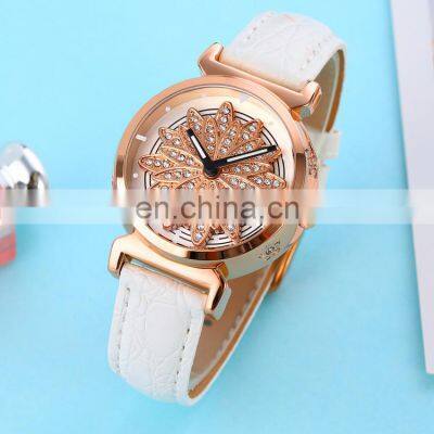 Newest Skmei 1766 Flower Dial Ladies Wristwatch Bracelet Leather Quartz Women Lady Dress Watches photo-5
