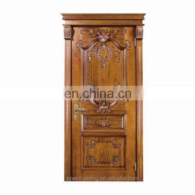Antique Mahogany Solid Wood Exterior Double Carved Front Doors photo-4