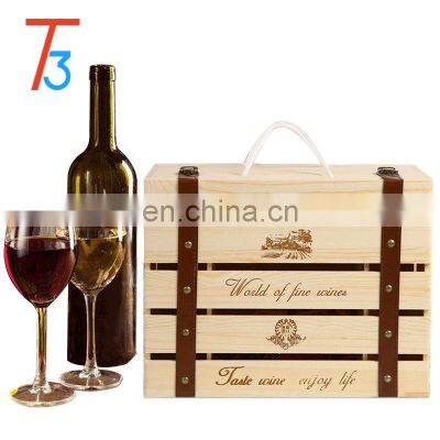 Pine Wooden Packaging Wine Crate Storage Gift Box photo-2