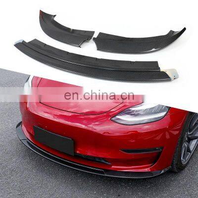 Car Blow Molding Front Bumper Lip For Tesla 2017-2019 Carbon Fiber Car Body Kit Spoiler Lip Kit Model 3