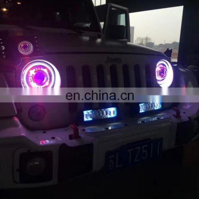 blue white red 3 specifications 7 inches HID Starry Headlight with Devil Demon eye and led Angel halo for JEEP JK for wrangle