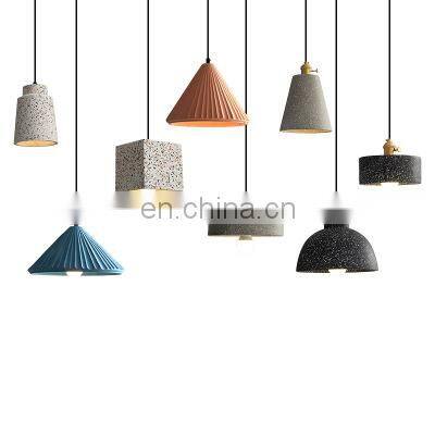 Terrazzo Colorful Cement Chandelier Hotel Headboard Acrylic Led Ceiling Pendant Light Kitchen Lamps photo-3