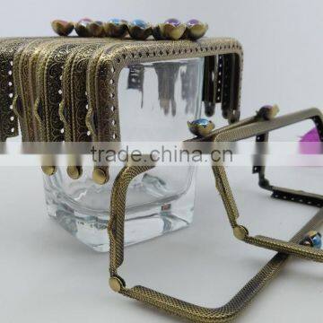 KINGSO 5PCS Retro Metal Frame Purse Coin Bag Kiss Clasp Lock DIY Craft 12.5*5.5 cm Assorted Lotus Bead photo-3