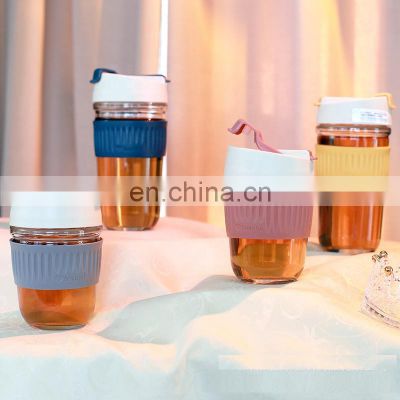 Portable OEM Glass Cups Coffee 12OZ Tumbler Coffee Cup Swig Mug Travel Coffee Mug Silicone With Lid