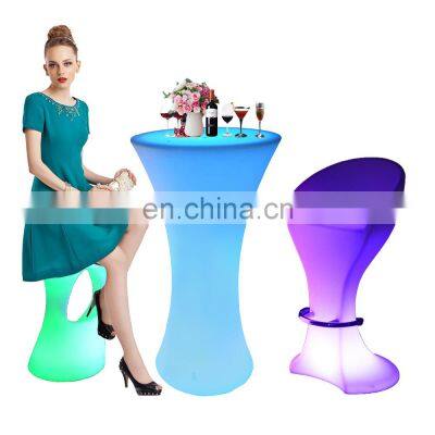 LED table and chairs /night club home bar furniture glowing decoration chair bar led waterproof plastic led stool chair