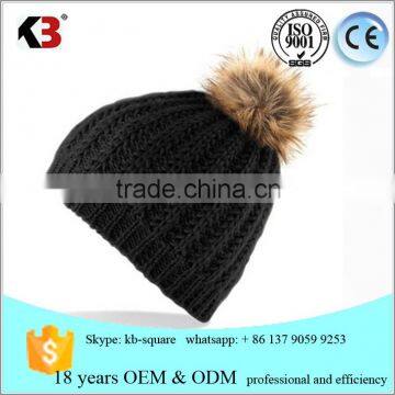 2016 high quality wool beanie hats with top ball custom