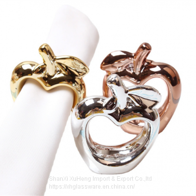 Wholesale New Apple Shape Napkin Rings For Christmas Table Accessories With Gold Color