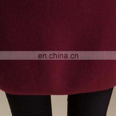 Women Slim Side Slit Turtleneck Wool Sweater Dress