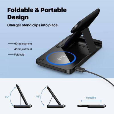 Hot Selling Portable Foldable 3 In 1 Wireless Charger Fast Charging Station Stand Dock photo-6