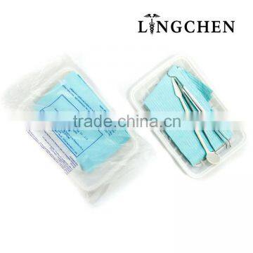 High Quality Dental Disposable Package Set Have Colorful Waterproof Dental Bib,mouth Mirror , Probe, Tweezer photo-3