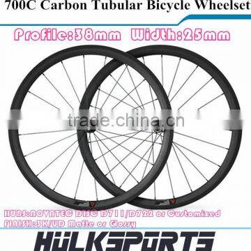 Road bicycle wheel 700c 38mm profile 25mm width carbon road bike tubular wheel carbon Disc tubular wheel wheelset