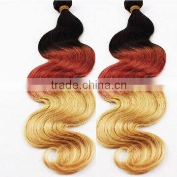 Double Wefts Unprocessed Wholesale Cheapest Brazilian 6a Virgin Hair Three Tone Virgin Brazilian Omber Weave Hair