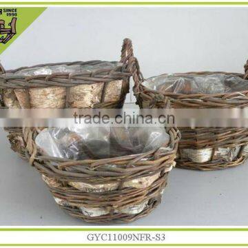 handmade willow cheap laundry wicker basket with lining