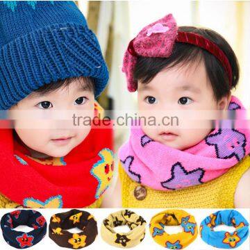 Autumn Winter Newest Smile Star Knitted Fashion Baby Kids Circle Loop Scarf