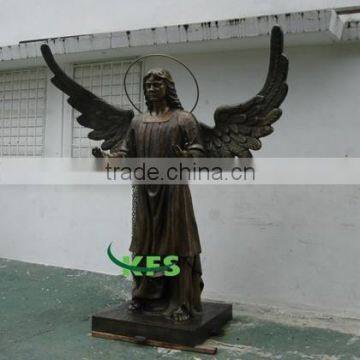 Bronze winged religious garden statue