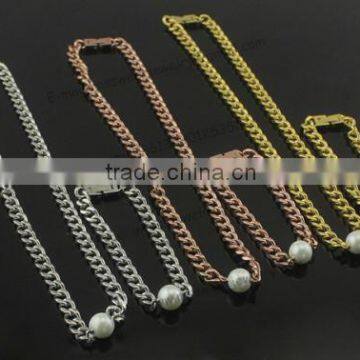 chunky chain with pearl jewelry set with box