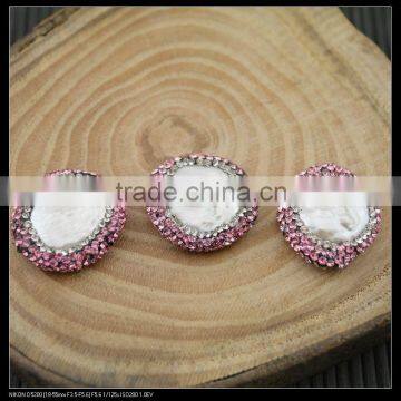 LFD-0052B Wholesale DIY Pave Pink Rhinestone Pearl Connector Spacer Beads For Bracelet Jewelry Making photo-2
