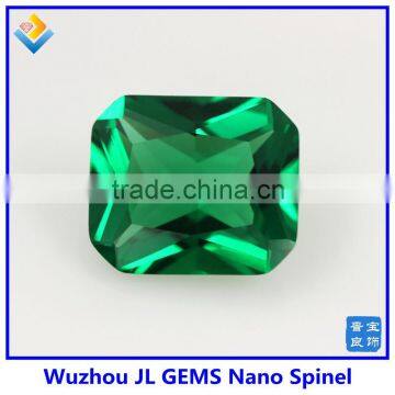 wholesale High quality Synthetic Octagon Cut Emerald green Nano Spinel stones 114#