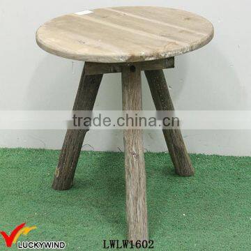 Round 3 Legs Vintage Rustic Wood Bed Side Table