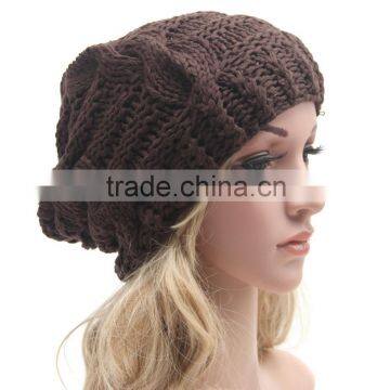 New Fashion Women's Lady Beret Braided Baggy Beanie Crochet Warm Winter Hat Ski Cap Wool Knitted FH-161