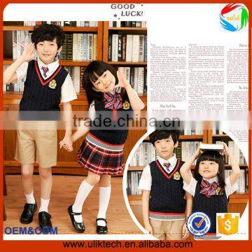 lovely Japen style elegant vest sweater school uniform students clothing set V neck children clothing for 100-180cm kids wear