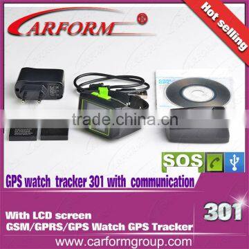 2014 factory selling real time easy carry mini Waterproof 301 gps watch tracker,locator device for kids,elderly, adults