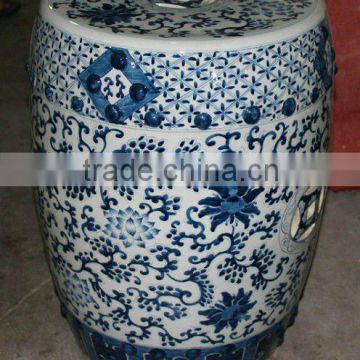 Chinese antique blue and white ceramic stool