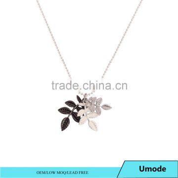  Wholesale Silver Gunblack Leaf Alloy Fashion Necklace