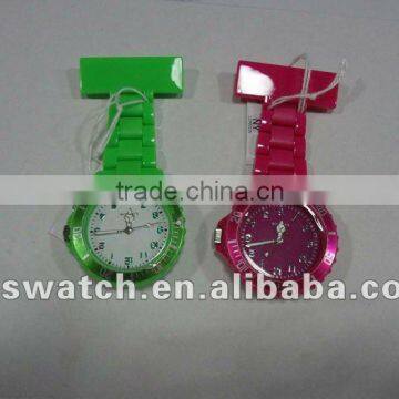 Cheap colorful plastic nurse watch jelly band pocket nurse watch