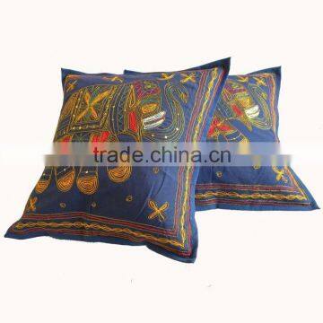 NAVY BLUE COTTON INDIAN CUSHION COVERS