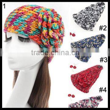 Colorful crochet Cable Knitted Headband, Jeweled Ear Warmer, Embellished Flower, Fashion Accessory