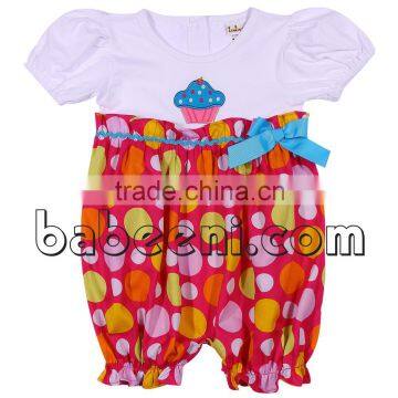 Cute cupcake applique short bubble baby girls
