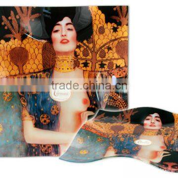 CARMANI Glass Plate 30x30cm "Judithe and Holopherne" design Gustav Klimt
