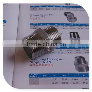 1/2" MNPT hex nipple 316 stainless steel according to EN10241