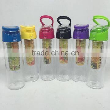 colorful fruit infused bottle 0.7 L BPA free plastic infusion bottle color box packing red color bottle