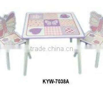 Kids Wooden Fancy Pink Table And Chairs Set