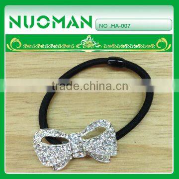 crystal bow with elastic hair flower for girls