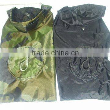 Foldable Pet raincoat with waterproof polyester fabric black color