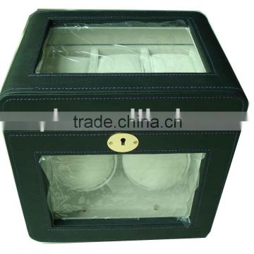 PU leather watch winder box with acrylic lid