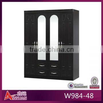 W984-48 modern wooden 4 door almirah furniture