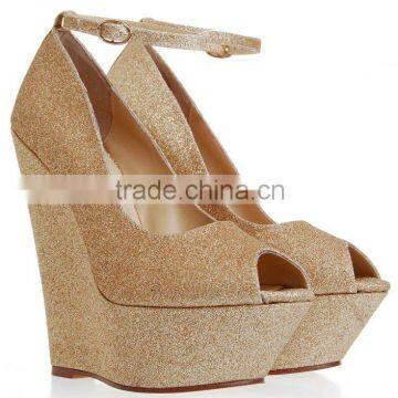 Big size wedges heels with shinning materials in latest design Bridal wedges