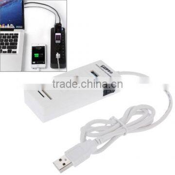 2 in 1 USB 2.0 TF/SD Card Reader & 3-port HUB, Cable Length: 80cm(White)