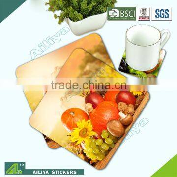 promotional advertising full color printing anti-slide custom logo square glass anti slip pad