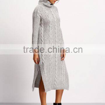 2016 Cold Winter Thick Long Sleeve Mock Neck Pullover Long Women Sweater Dress Quality Choice photo-2