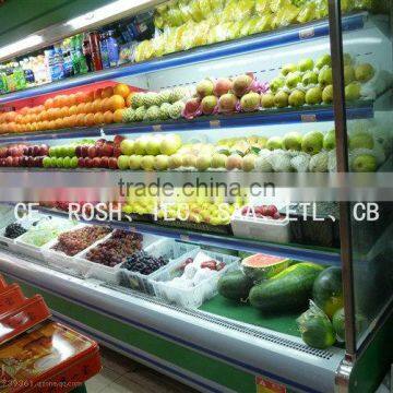 Supermarket open refrigerator display fruits vegetables showcase can OEM